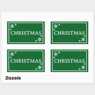 Green Snowflakes Simple Christmas Word Rectangular Sticker