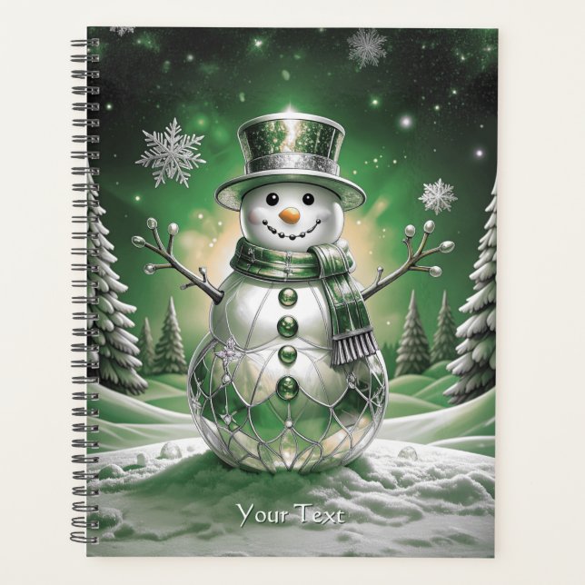 Green Snowman Snowflakes Holiday Planner (Front)