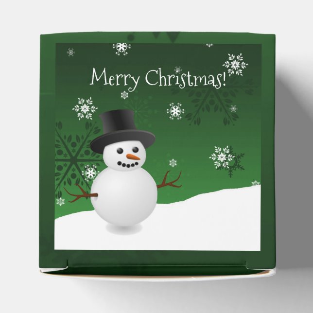 Green Snowman Winter Scenery Christmas Favour Box (Top)