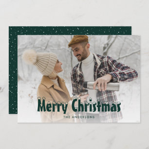Green Snowy Photo Merry Christmas Cards