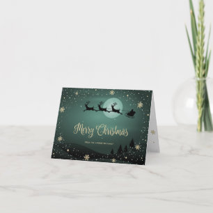 Green Snowy Santa Claus Family Photo Christmas Holiday Card
