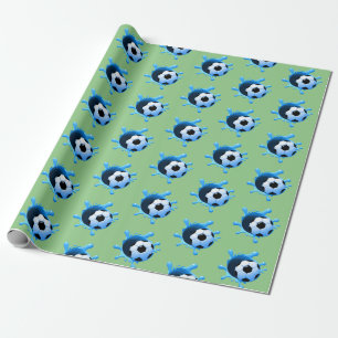 Green Soccer Ball Birthday Wrapping Paper