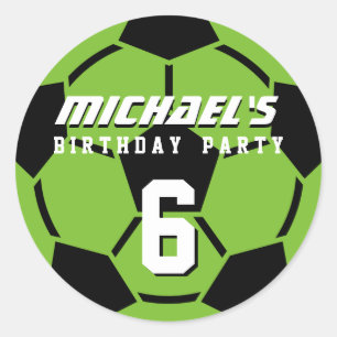 Green Soccer Ball Sports Birthday Party Stickers