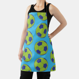 Green Soccer Balls Sports Lovers Football Players Apron