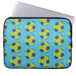 Green Soccer Balls Sports Lovers Football Players Laptop Sleeve