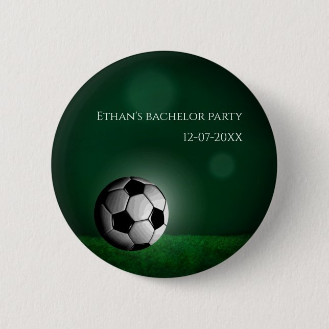 Green Soccer Birthday / Bachelor Party 6 Cm Round Badge (Front)