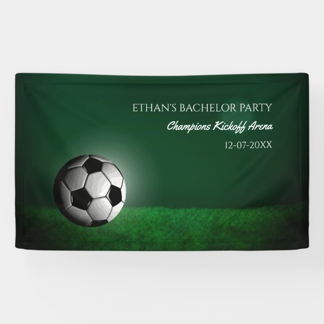 Green Soccer Birthday / Bachelor Party Banner (Horizontal)