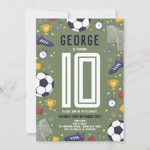 Green Soccer Boys Birthday Invitation
