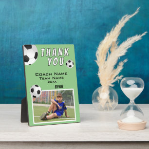 Green Soccer Football Ball Sports Coach Thank you Plaque