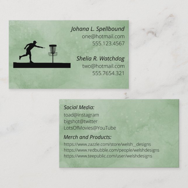 Green Social calling card-Disc Golf Business Card (Front/Back)