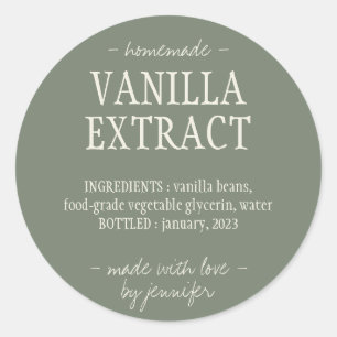 Green Soft Bottle Homemade drink Vanilla Extract Classic Round Sticker