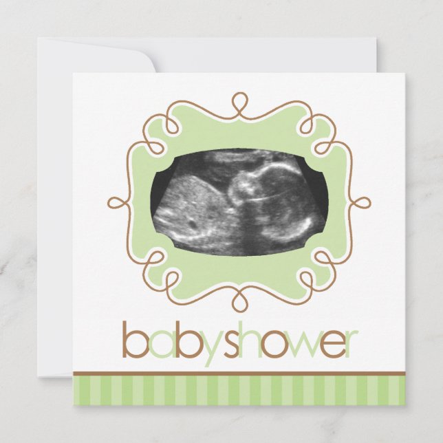 Green Sonogram Baby Shower Invitation (Front)