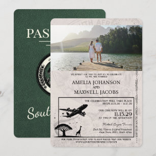 Green South Africa Passport Wedding Invitation