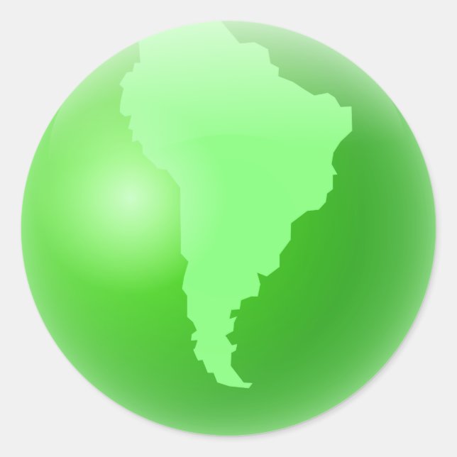 Green South America Globe Classic Round Sticker (Front)