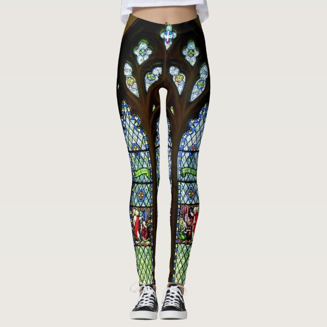 Green South Stained Glass Window Leggings (Front)