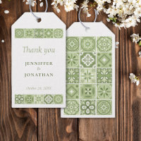 Green spanish tiles heart Gift Tag