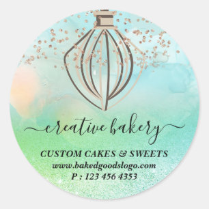 Green sparkle Bakery Pastry Cake Classic Round Sticker