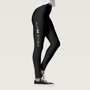 Green Sparkle Black Leggings – Women’s Holiday