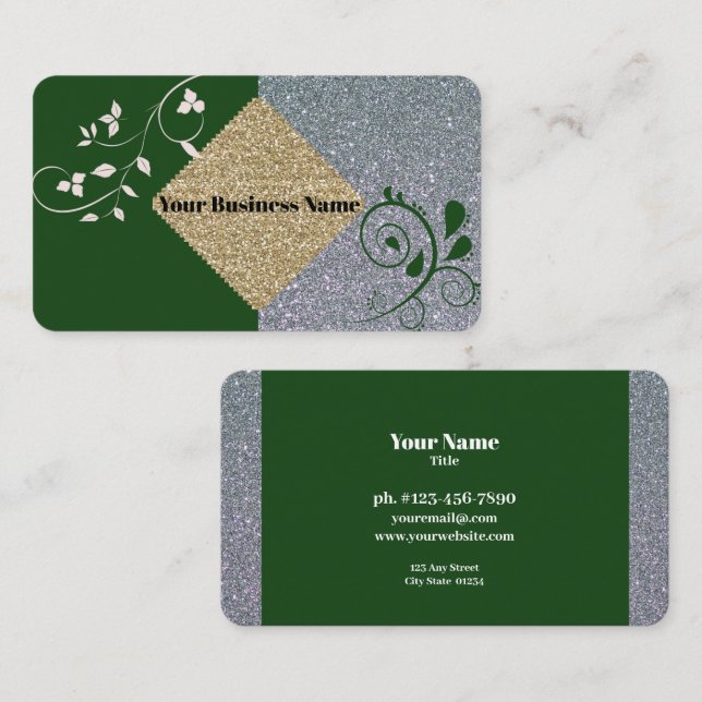 Green Sparkle Professional Business Card (Front/Back)