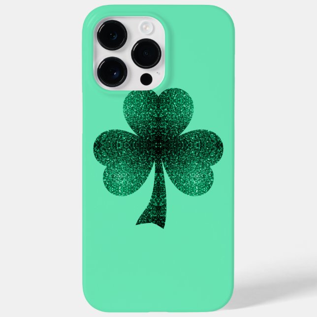 Green Sparkles Shamrock St. Patrick' Day turquoise Case-Mate iPhone Case (Back)