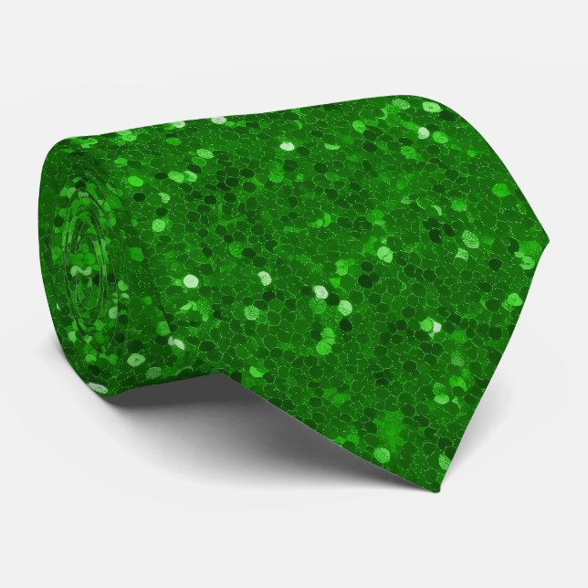 Green sparkling glitter pattern tie (Rolled)