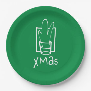 Green Sparkling Xmas Paper Plate