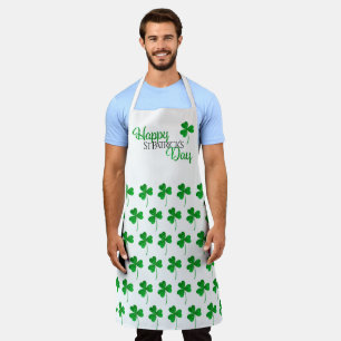 Green Sparkly Shamrocks Happy St Patrick’s Day Apron