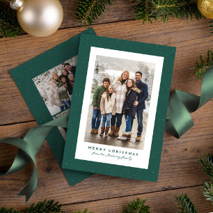 Green speckle frame simple Christmas photo Holiday Card