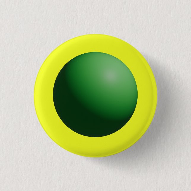Green Sphere on Yellow  3 Cm Round Badge (Front)