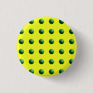 Green Spheres on Yellow 3 Cm Round Badge