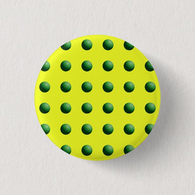 Green Spheres on Yellow 3 Cm Round Badge (Front)