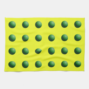Green Spheres on Yellow Kitchen Towels