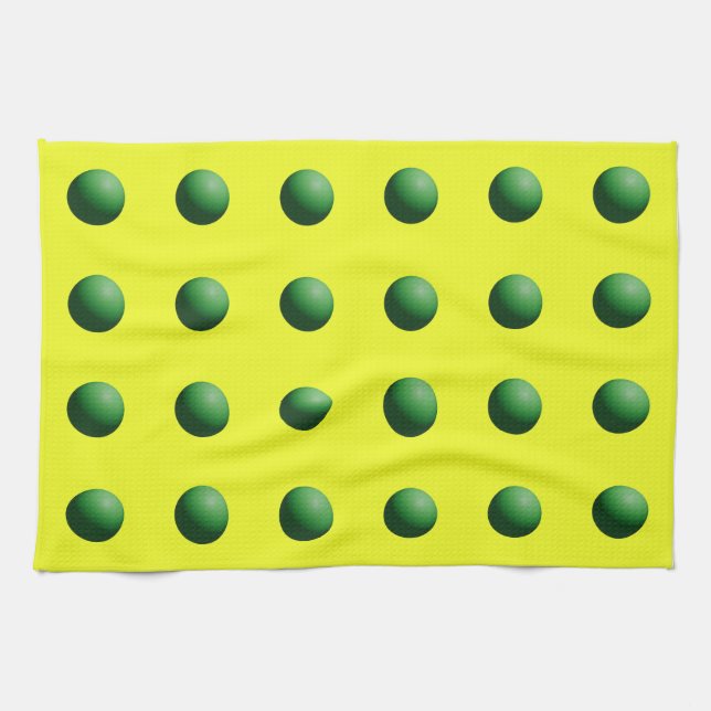 Green Spheres on Yellow Kitchen Towels (Horizontal)