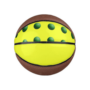 Green Spheres on Yellow  Mini Basketball