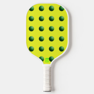 Green Spheres on Yellow Pickleball Paddle