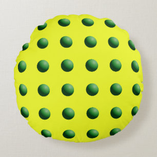 Green Spheres on Yellow Round Cushion