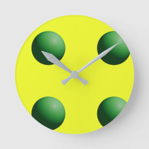 Green Spheres on Yellow Wall Clock
