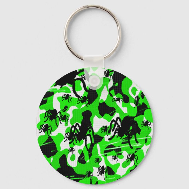 Green Spider Camo Key Ring (Front)