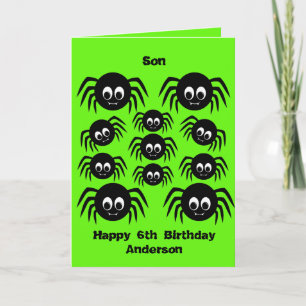 Green Spider Halloween Birthday Son Card