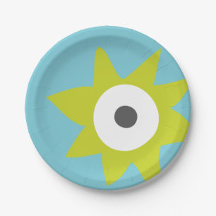 Green Spiky Monster Party Paper Plate