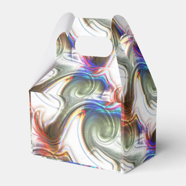 Green spiral mess with scratched opaque metal tone favour box (Front Side)