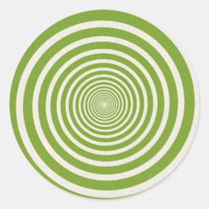 Green spiral optical illusion classic round sticker