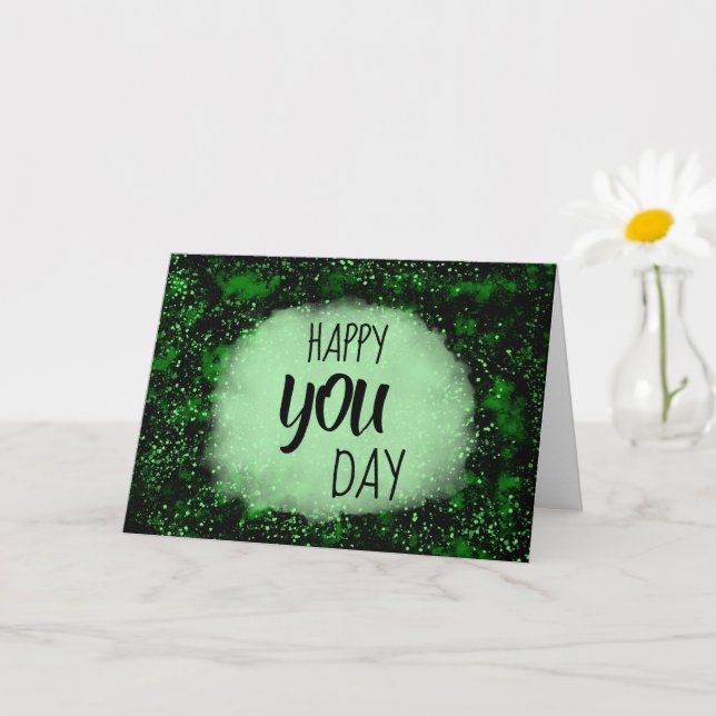 Green Splatter Folded Greeting Card (Small Plant)