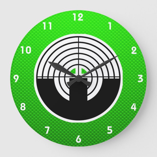 Green Sport Shooting Large Clock (Front)