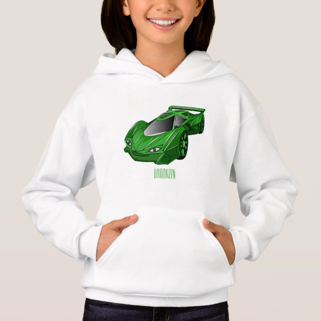 Green sports car with airfoil illustration  (Front)