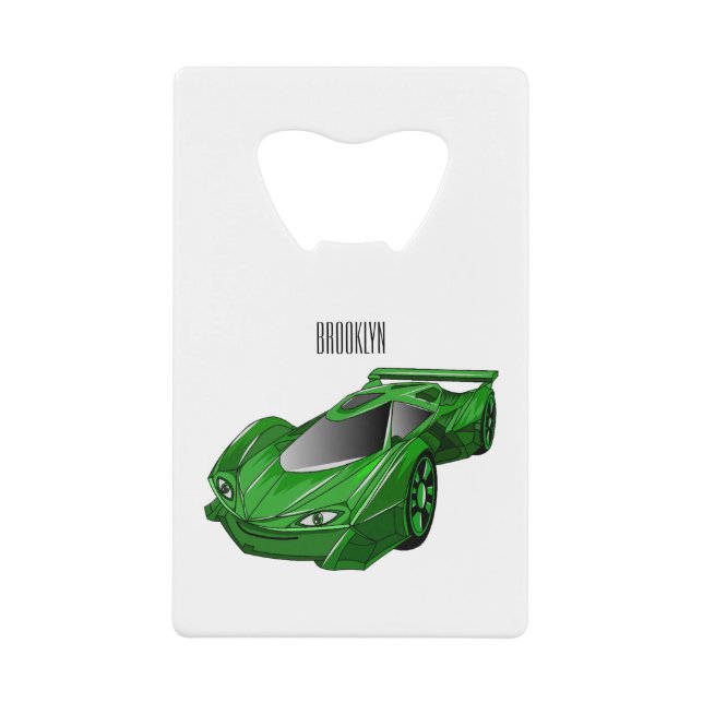 Green sports car with airfoil illustration  (Front)