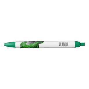Green sports car with airfoil illustration black ink pen