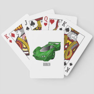 Green sports car with airfoil illustration playing cards