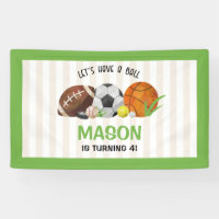 Green Sports Football Basketball Birthday Party