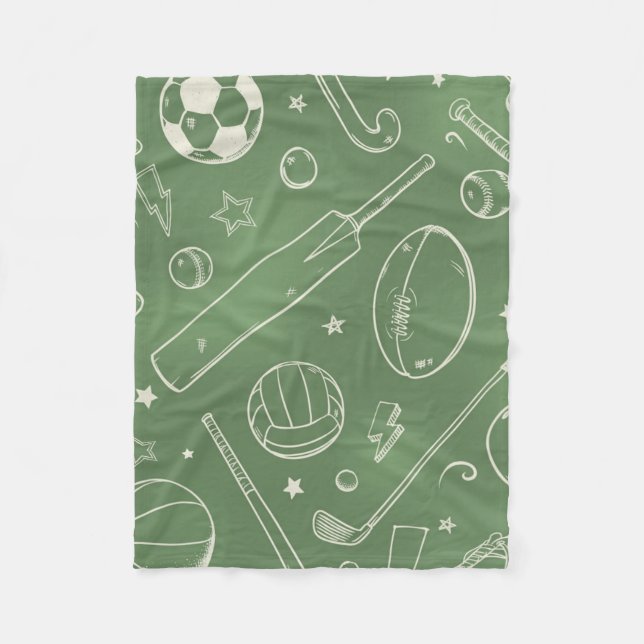 Green Sports Pattern Fleece Blanket (Front)